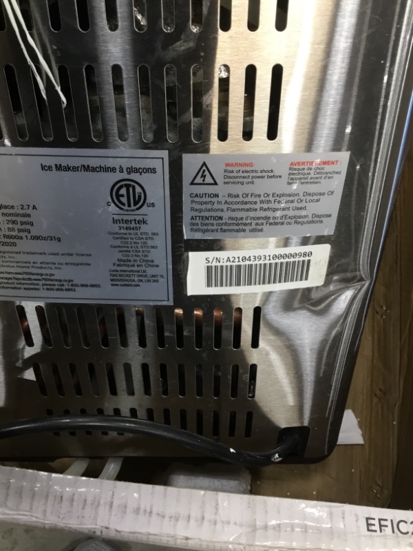 Photo 5 of ***Water leakage, Parts only*** Frigidaire EFIC235-AMZ Countertop Crunchy Chewable Nugget Ice Maker, 44lbs per day, Self Cleaning Function
