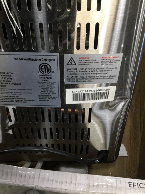 Photo 1 of ***Water leakage, Parts only*** Frigidaire EFIC235-AMZ Countertop Crunchy Chewable Nugget Ice Maker, 44lbs per day, Self Cleaning Function
