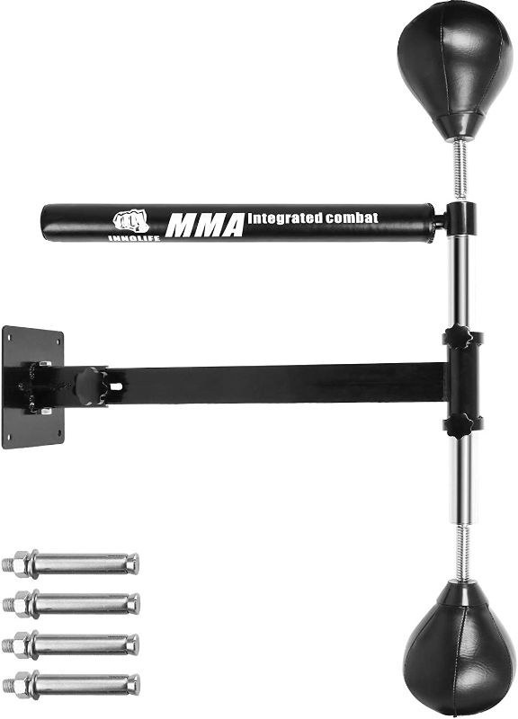 Photo 1 of **MISSING HARDWARE** INNOLIFE Boxing Spinning Bar Wall Mounted MMA Speed Trainer with Dual Punching Ball
