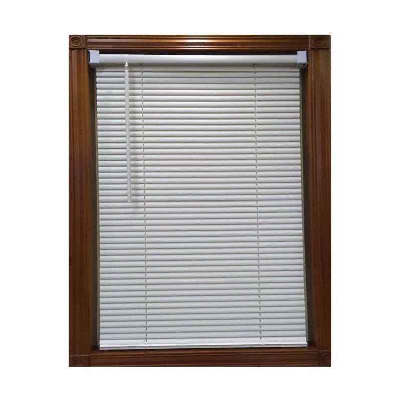 Photo 1 of **SET OF 2** White Cordless 1 in. Vinyl Mini Blind - 31 in. W X 72 in. L
