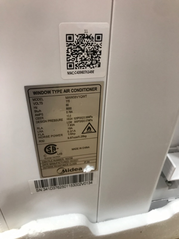 Photo 4 of **MINOR DAMAGE TO BACK** Midea 8,000 BTU U-Shaped Inverter Window Air Conditioner WiFi, 9X Quieter, Over 35% Energy Savings ENERGY STAR MOST EFFICIENT