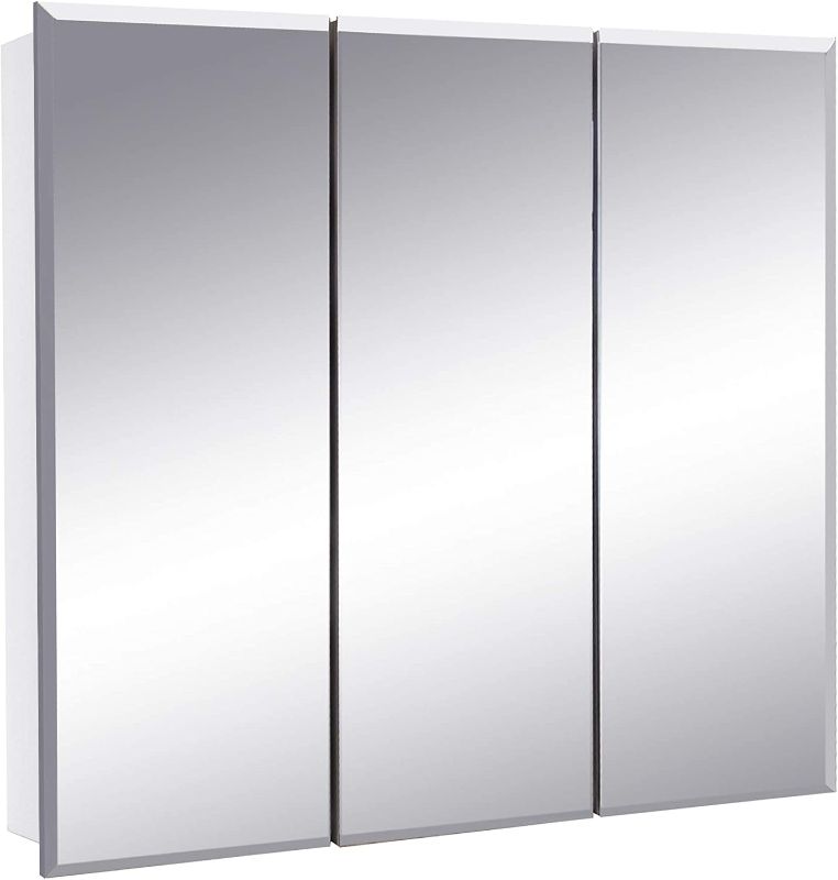 Photo 1 of ***Damaged Back** Design House 597492 Cyprus Fully Assembled Frameless Mirrored Tri-View Surface or Recessed Mount Bathroom Medicine Cabinet, 30.4 x 30.1

