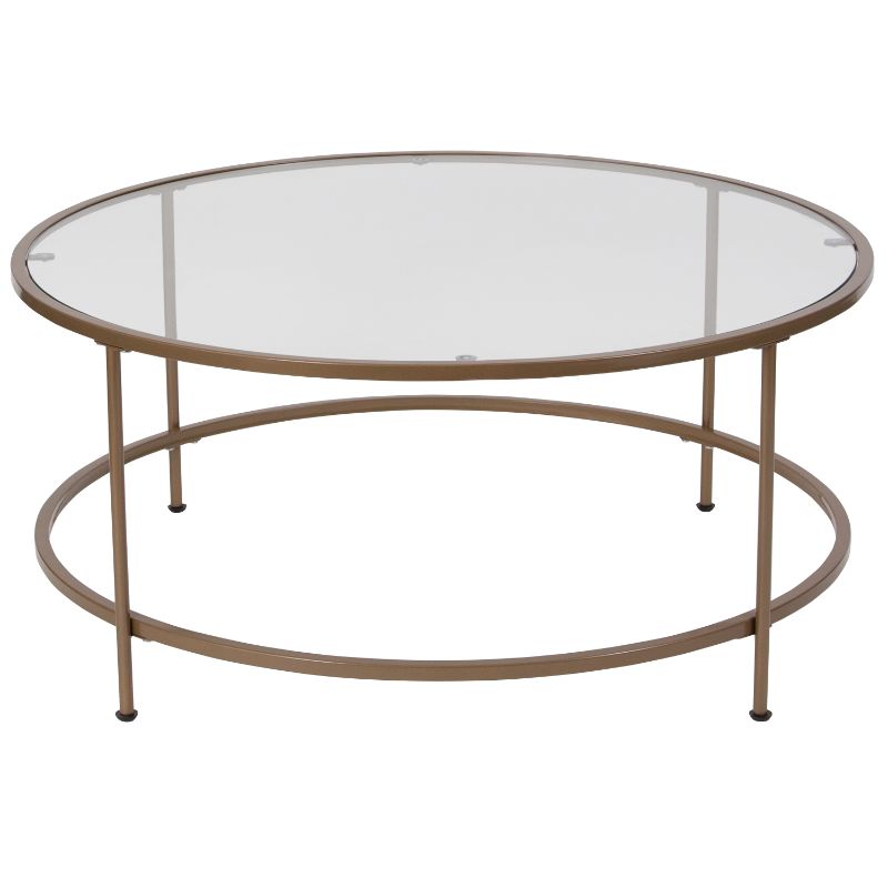 Photo 1 of *MISSING ONE LEG* Flash Furniture Round Glass Top Coffee Table
