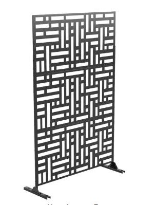 Photo 1 of 76 in. x 47.2 in. Laser Cut Metal Black Outdoor Privacy Screen Street Pattern