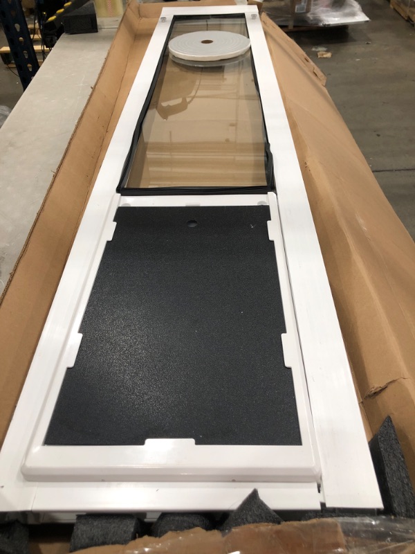 Photo 3 of **DAMAGED** Dragon Pet Door for Aluminum Sliders | White Frame | Pet Door for Sliding Glass Doors | Cost Efficient Dog Door | Adjustable Height Ranges: 75"-80" & 93"-96"
