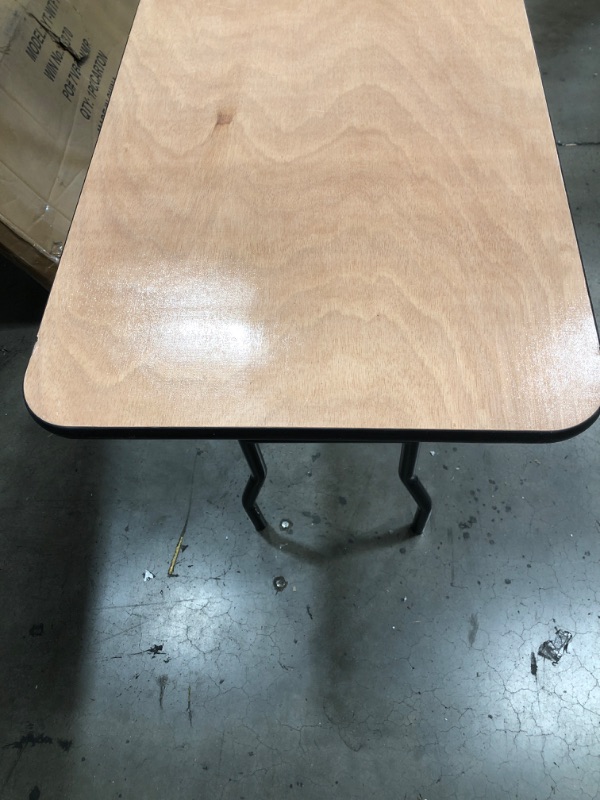 Photo 3 of **MINOR DAMAGE** Flash Furniture 6-Foot Rectangular Wood Folding Training / Seminar Table with Smooth Clear Coated Finished Top
