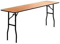 Photo 1 of **MINOR DAMAGE** Flash Furniture 6-Foot Rectangular Wood Folding Training / Seminar Table with Smooth Clear Coated Finished Top
