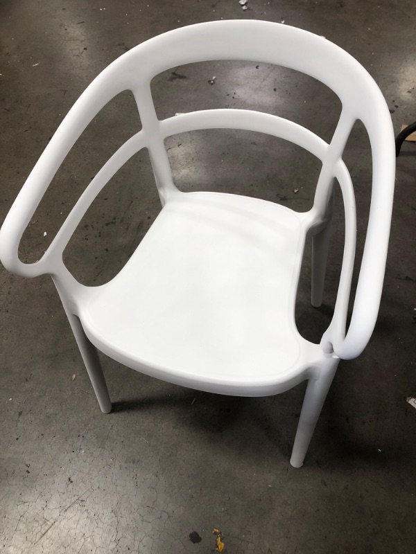 Photo 2 of **DAMAGED** Amazon Basics White, Curved Back Dining Chair-Set of 2, Premium Plastic
