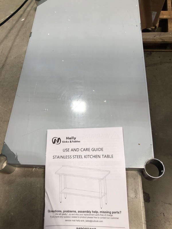 Photo 2 of **MINOR SCRATCHES** Hally Stainless Steel Table for Prep & Work 24 x 36 Inches, Commercial Heavy Duty Table with Undershelf and Backsplash for Restaurant, Home and Hotel
