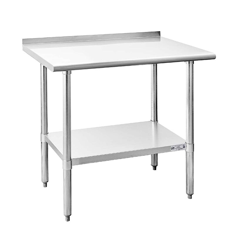 Photo 1 of **MINOR SCRATCHES** Hally Stainless Steel Table for Prep & Work 24 x 36 Inches, Commercial Heavy Duty Table with Undershelf and Backsplash for Restaurant, Home and Hotel
