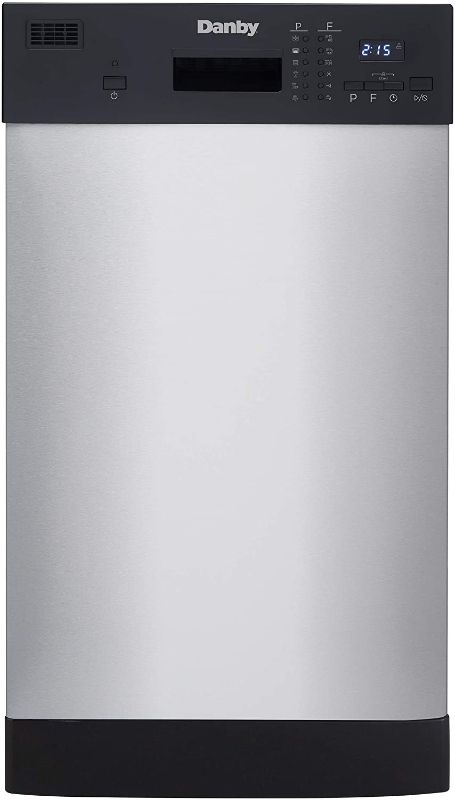 Photo 1 of **HEAVY DAMAGE**UNABLE TO TEST* Danby 18 Inch Built in Dishwasher, 8 Place Settings, 6 Wash Cycles and 4 Temperature + Sanitize Option, Energy Star Rated with Low Water Consumption and...
