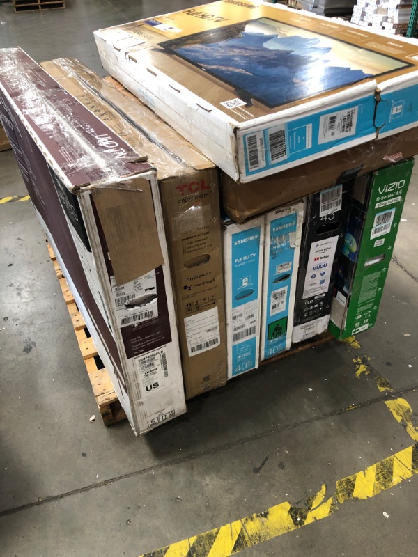 Photo 1 of MIXED PALLET OF DAMAGED TVS AND MONITORS**NO REFUNDS** MIXED SIZES**