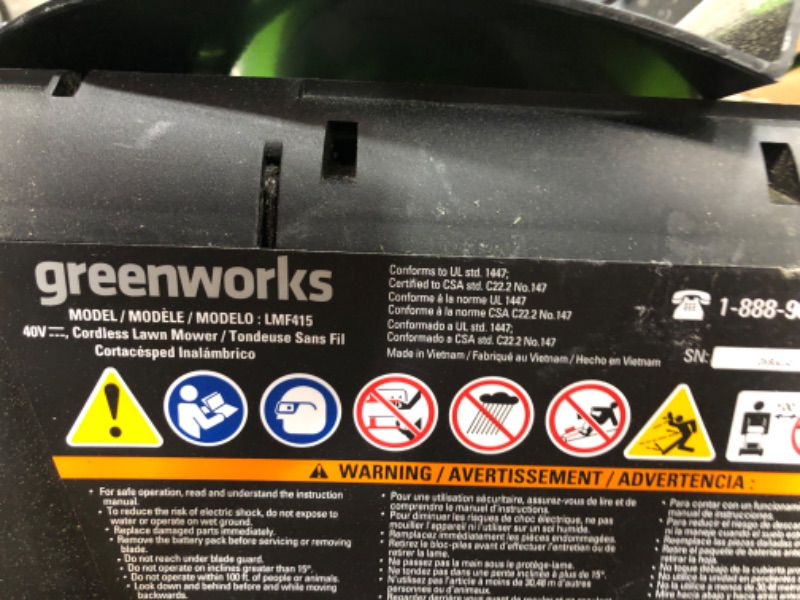 Photo 11 of **DAMAGED** Greenworks 40V 21" Brushless (Smart Pace) Self-Propelled Lawn Mower, 2 x 4Ah USB (Power Bank) Batteries and Charger Included MO40L4413
