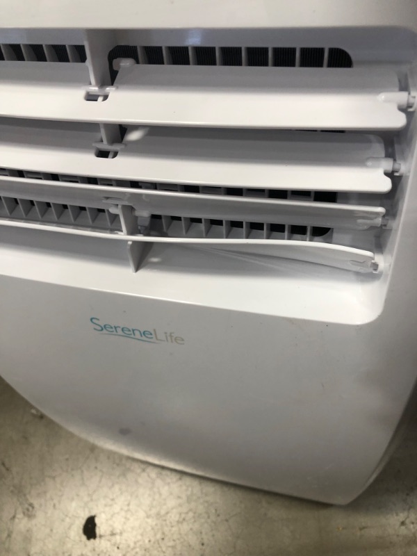 Photo 2 of **DAMAGED** SereneLife SLPAC8 Portable Air Conditioner Compact Home AC Cooling Unit with Built-in Dehumidifier & Fan Modes, Quiet Operation, Includes Window Mount Kit, 8,000 BTU, White
