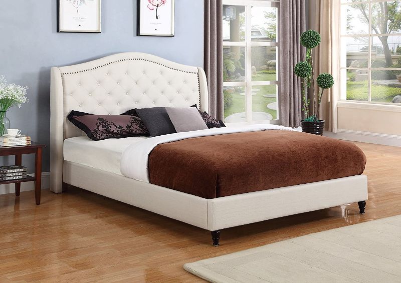 Photo 1 of ***ONLY BOX BOX 1 OF 2**

Home Life furBed00013_Cloth_LightBeige_King Platform Bed, Beige

