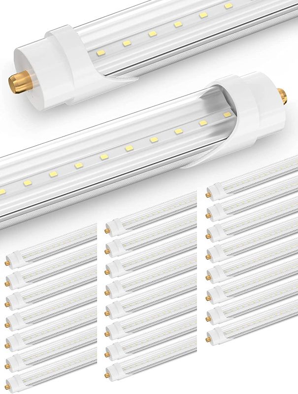 Photo 1 of Amico 25 Pack Led Tube Light 8ft, Replaceable for T8 T10 T12 Fluorescent Light Bulbs (120W), FA8 Single Pin Led Light, 45W, 5200LM, 6000K, Dual Ended Power, Ballast Bypass
