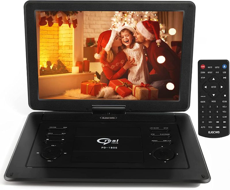 Photo 1 of 15.6" Large HD Screen, 5 Hours Rechargeable Battery, DVD Player for Kids Support AV-in/Out and Multiple Disc Formats ,High Volume Speaker,Black