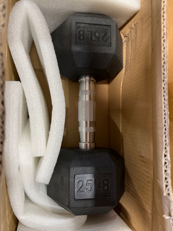 Photo 2 of Tru Grit Fitness Rubber Hex Dumbbells - Featuring Ergonomic Chrome-Plated Handles, Solid Cast-Iron Core, Hexagonal Shape, and Durable Hex Rubber Heads Single 
