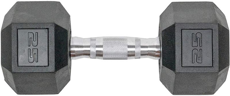 Photo 1 of Tru Grit Fitness Rubber Hex Dumbbells - Featuring Ergonomic Chrome-Plated Handles, Solid Cast-Iron Core, Hexagonal Shape, and Durable Hex Rubber Heads Single 
