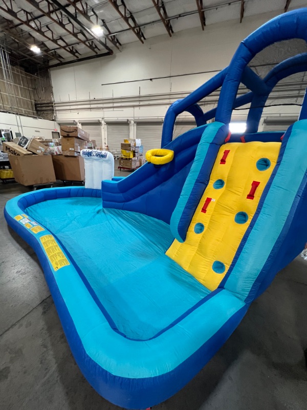 Photo 3 of BANZAI Surf N' Splash Water Park, Length: 14 ft 5 in, Width: 10 ft 7 in, Height: 7 ft 11 in, Inflatable Outdoor Backyard Water Slide Splash Bounce Climbing Toy
