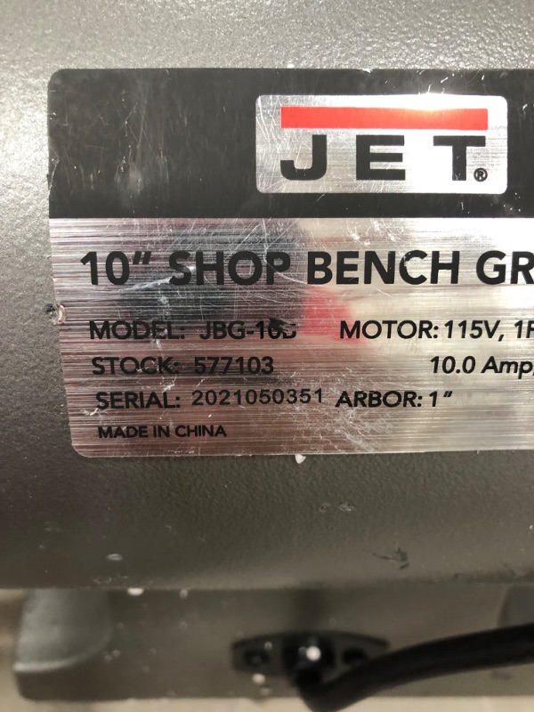 Photo 3 of **MAJOR DAMAGE PARTS ONLY COULD NOT TEST DUE TO DAMAGE  **JET JBG-10B, 10-Inch Bench Grinder (577103)
