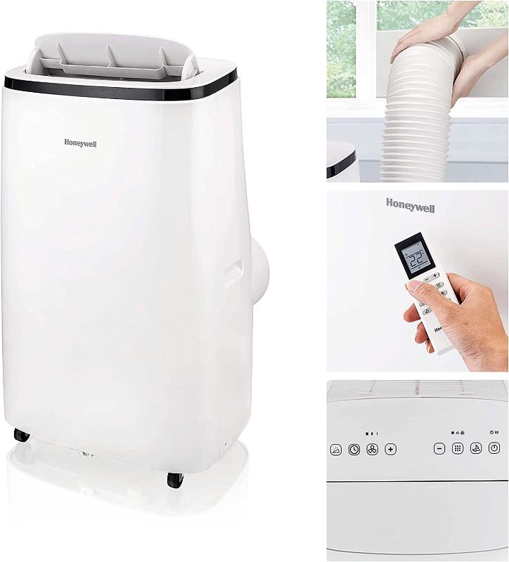 Photo 1 of 12,000 BTU Honeywell Portable Air Conditioner with Dehumidifier & Fan Cools Rooms Up To 550 Sq. Ft. with Remote Control, HJ2CESWK8 
