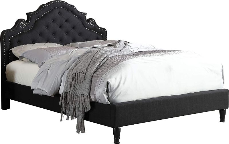 Photo 1 of ***HEADBOARD ONLY****HomeLife Premiere Classics 51" Tall Platform Bed with Cloth Headboard and Slats - Full (Black Linen)
