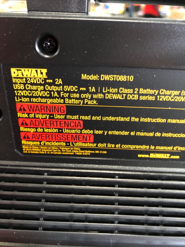 Photo 2 of DEWALT ToughSystem Radio and Battery Charger, Bluetooth Music Player (DWST08810)
