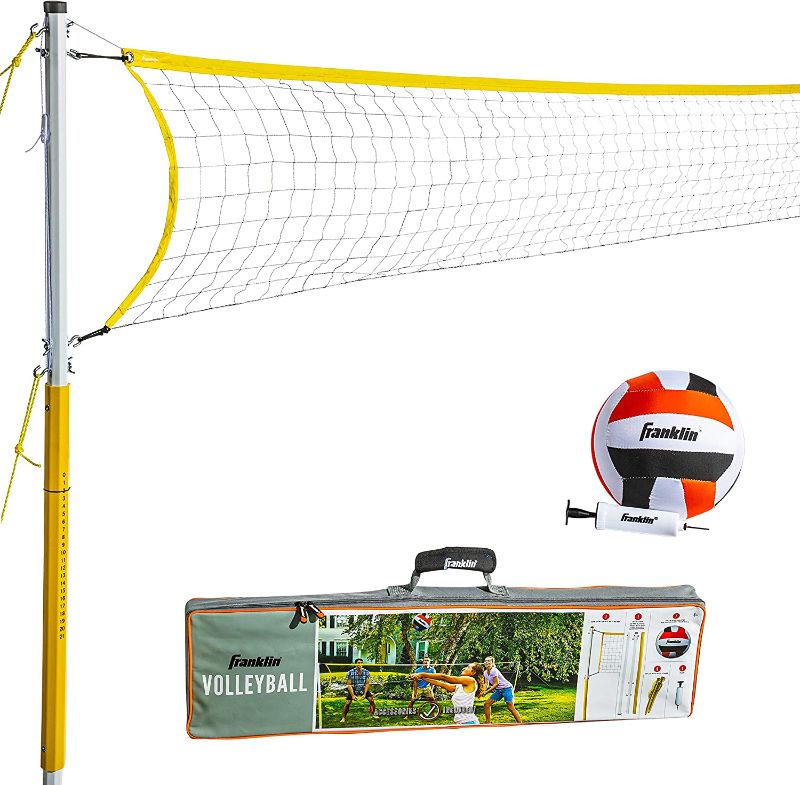 Photo 1 of Franklin Sports Volleyball Net Sets - Backyard + Beach Portable Volleyball Set for Kids + Adults - Volleyballs + Nets with Poles + Equipment Included - Carry Bag for Storage + Transport
