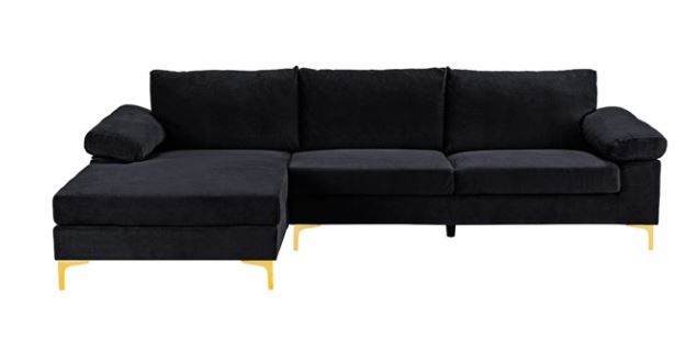 Photo 1 of **INCOMPLETE BOX 2 OF  3 ONLY**Mobilis Sectional Sofa, Black Velvet
