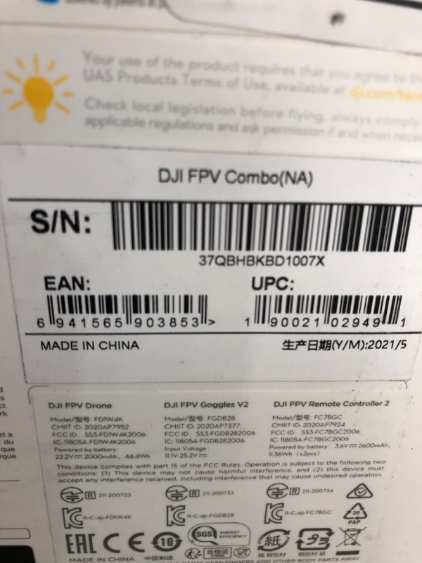 Photo 1 of DJI FPV Combo w/ Fly More Kit (2 more batteries & 1 charging hub) - First-Person View Drone Quadcopter UAV w/ 4K Camera, Flight Mode, Super-Wide 150° FOV, HD Low-Latency Transmission, E-Brake & Hover
