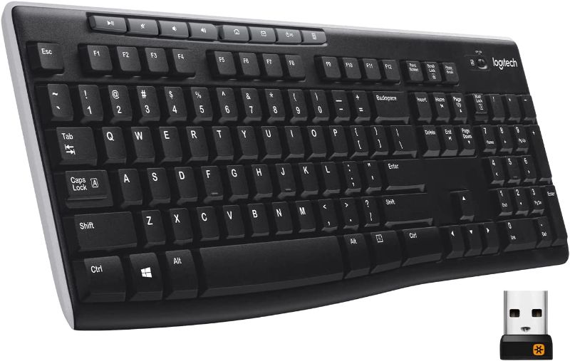 Photo 1 of Logitech K270 Wireless Keyboard for Windows, 2.4 GHz Wireless, Full-Size, Number Pad, 8 Multimedia Keys, 2-Year Battery Life, Compatible with PC, Laptop
