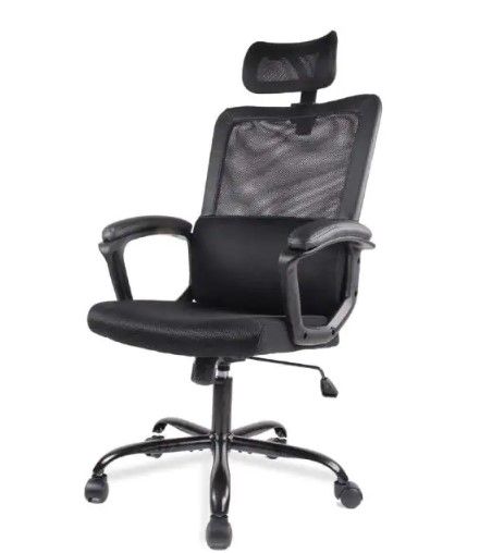 Photo 1 of Ergonomic Black Mesh Home Office Chair with Lumbar Support/Adjustable Headrest/Armrest and Wheels/Mesh High Back
