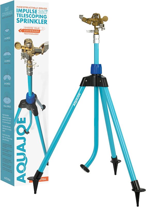 Photo 1 of Aqua Joe AJ-IST39BM Indestructible Series Brass Impulse Sprinkler, w/Extendable Tripod up to 39 Inches
