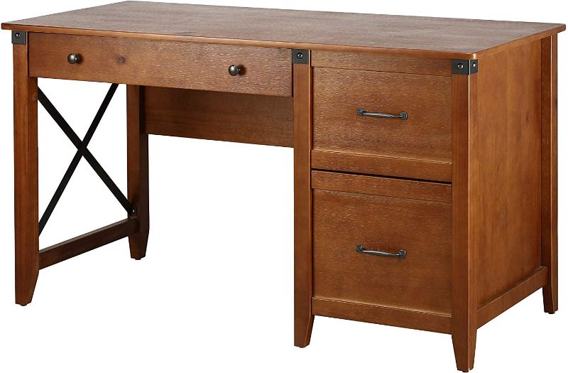 Photo 1 of *MISSING HARDWARE* Amazon Brand – Ravenna Home Solid Pine Writing Desk, 53.25"W, Antique Espresso
