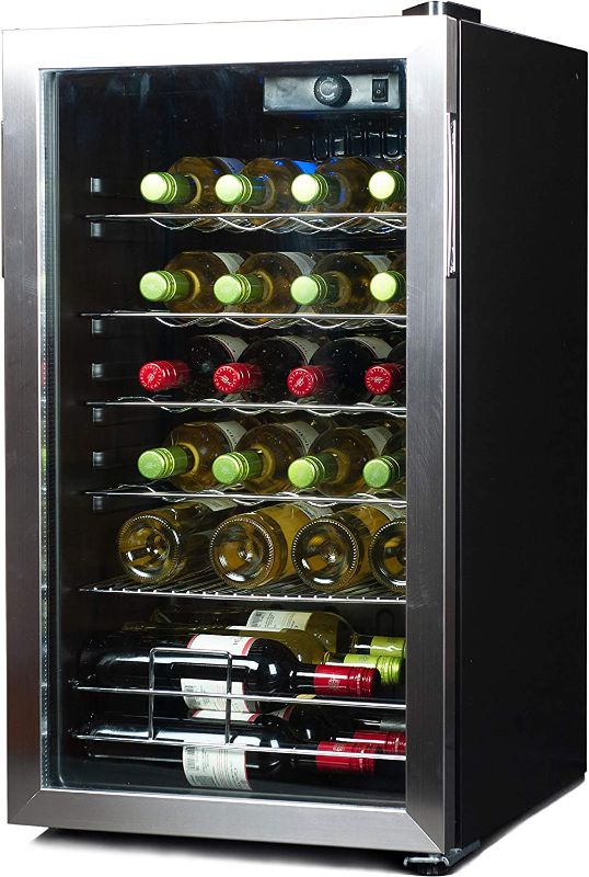 Photo 1 of ***PARTS ONLY**

BLACK+DECKER Wine Cooler Refrigerator, 26 Bottle Compressor Cooling Wine Fridge with Blue Light & LED Display, Freestanding Wine Cooler, BD61536