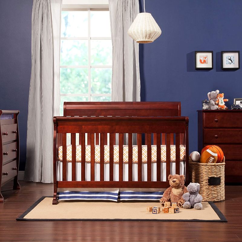 Photo 1 of DaVinci Kalani 4-in-1 Convertible Crib in Rich Cherry, Greenguard Gold Certified , 54.38x35x41.88 Inch (Pack of 1)