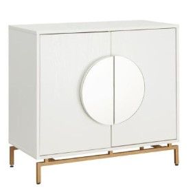 Photo 1 of 
Home Source White Console Bar Cabinet with Half Moon Handles
