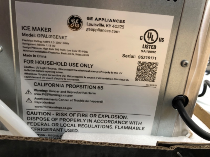 Photo 1 of GE Profile Opal | Countertop Nugget Ice Maker with Side Tank | Portable Ice Machine Makes up to 24 Lbs. of Ice per Day | Stainless Steel Finish
