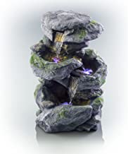 Photo 1 of ** MAJOR DAMAGE*** FUNCTIONAL!!*** 
Alpine Corporation WIN582 Tall Outdoor 3-Tier Rock Waterfall Fountain with LED Lights, 15"L x 13"W x 22"H, Gray/Beige
