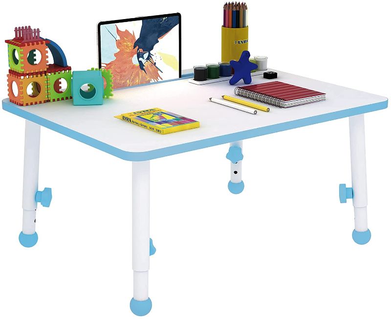 Photo 1 of DESIGNA 23in Kids Table, 6-Level Adjustable Children Study Desk, Multifunctional Toddler Activity Desk for Study, Drawing and Dining and Playing,Children Table, Blue **USED** **SLIGHTLY DIRTY**