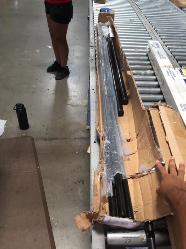 Photo 1 of Linenspa Modern Metal Headboard - All Steel Construction - Horizontal Bar Design, King, Black **USED** **MINOR DAMAGE** **SMALL SCRATHES** ** LOOSE HARDWARE**