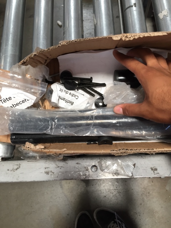 Photo 1 of Linenspa Modern Metal Headboard - All Steel Construction - Horizontal Bar Design, King, Black **USED** **MINOR DAMAGE** **SMALL SCRATHES** ** LOOSE HARDWARE**