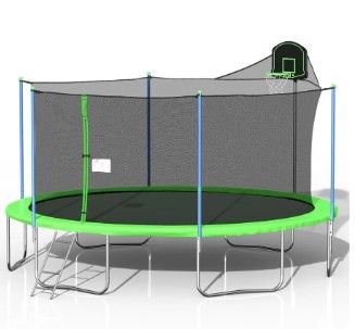 Photo 1 of **INCOMPLETE** 16FT USA Stock Trampolines for Kids with Safety Enclosure Net, Basketball Hoop and Ladder, Easy Assembly Round Outdoor Recreationala14 **ONLY BOX 1 OF 3**
