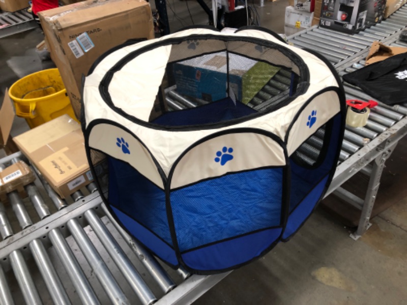 Photo 4 of *Minor tear*
PETMAKER 80-PET6082 Pop-Up Pet Playpen with Carrying Case, Blue
