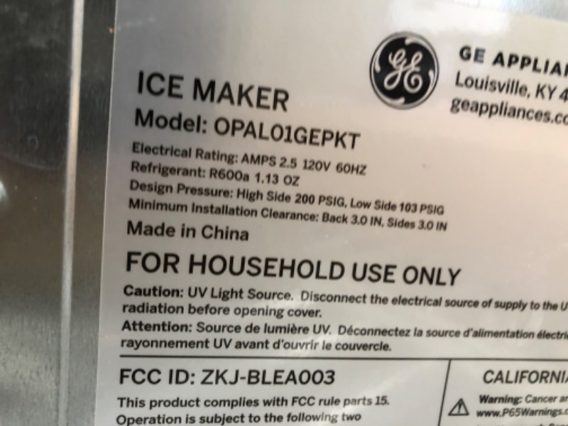 Photo 3 of ***PARTS ONLY*** GE Profile Opal | Countertop Nugget Ice Maker | Portable Ice Machine