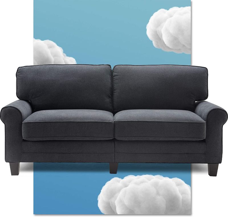 Photo 1 of ***MISSING PARTS***
Serta Copenhagen 73" Sofa - Pillowed Back Cushions and Rounded Arms, Durable Modern Upholstered Fabric - Charcoal
