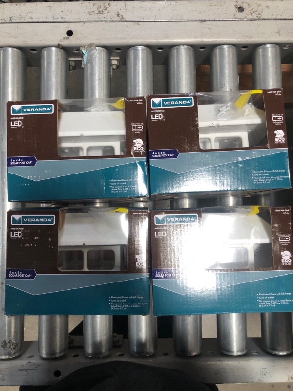 Photo 1 of 4 in. x 4 in. 7 Lumens White Plastic Solar Post Cap (Common: 4 in. x 4 in. ; Actual: 3-5/8 in. x 3-5/8 in. ) - PACK OF 4
