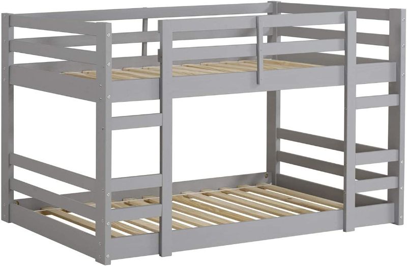 Photo 1 of ***PARTS ONLY*** Walker Edison Alexander Classic Solid Wood Stackable Jr Twin over Twin Bunk Bed, Twin over Twin, Grey
