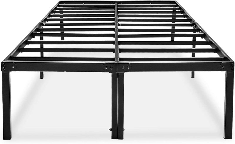 Photo 1 of 18 Inch Queen Bed Frame No Box Spring Needed Metal Platform Bedframe with Storage for Kids High Tall Black
